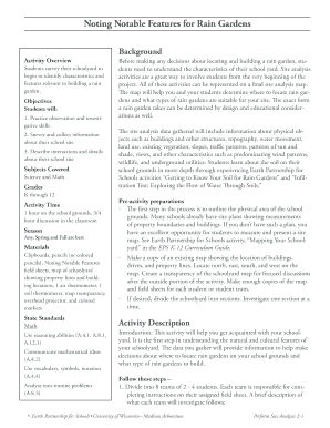 Rain Garden Site Analysis Form