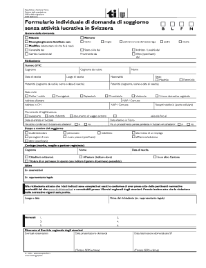 Formulario individuale di domanda di soggiorno
