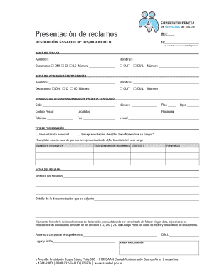 Presentación de reclamos