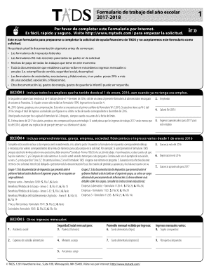Formulario de trabajo del año escolar