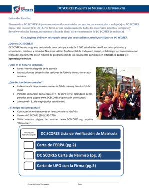 DC SCORES Paquete de Matrícula Estudiantil