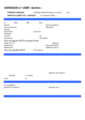 Formulaire d'adhésion à l'USMT
