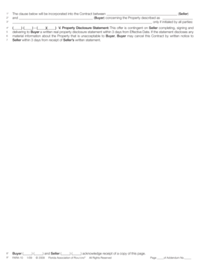 Florida Property Disclosure Statement Addendum