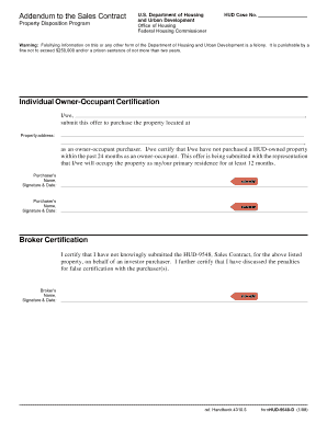 Addendum to Sales Contract for HUD Property