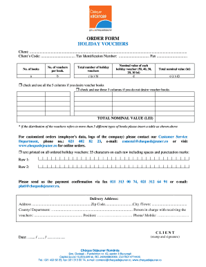Holiday Voucher Order Form