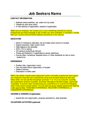 Job Seeker Resume Template