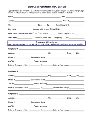 Sample Employment Application