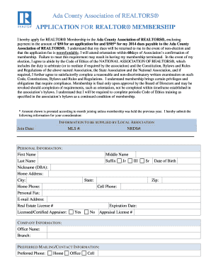 Ada County Realtor Membership Application