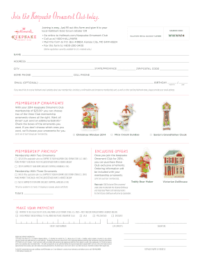 Keepsake Ornament Club Membership Form