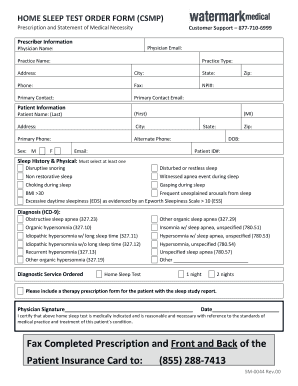 Home Sleep Test Order Form