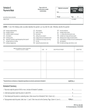 California Form 460 Schedule E