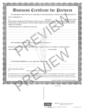 Business Certificate for Partners