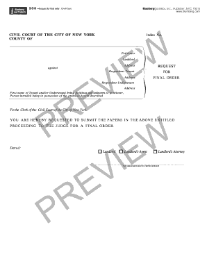 Request for Final Order - Civil Court