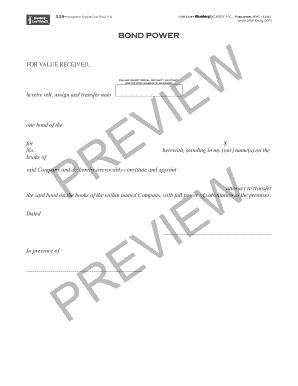 Bond Power Assignment Form