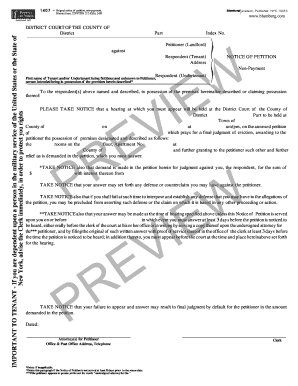 New York Non-Payment Eviction Notice