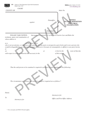 Notice to Take Deposition Upon Oral Examination