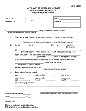 Affidavit of Personal Service