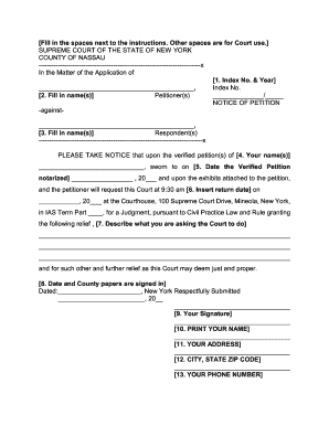 New York Supreme Court Petition