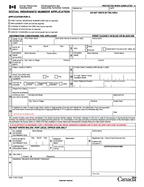 Social Insurance Number Application