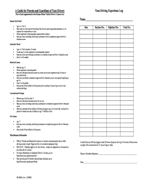 Kansas Teen Driver Experience Log