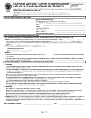 Solicitud de Suspensión Temporal de Cobro Obligatoria