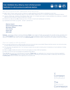 Application to Vote by Proxy at a Particular Election