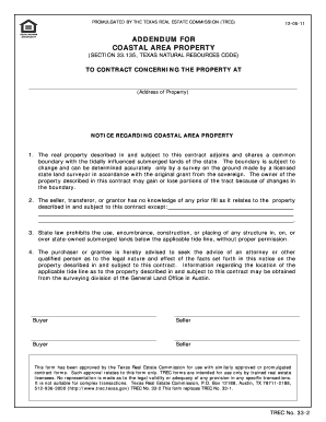 Texas Coastal Area Property Addendum