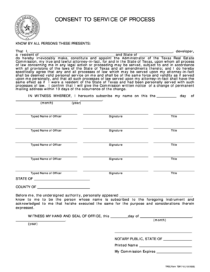 Consent to Service of Process