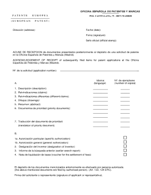 ACUSE DE RECEPCION de documentos presentados posteriormente al depósito de una solicitud de patente