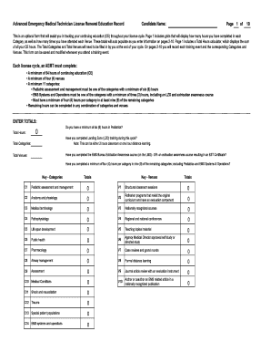 Advanced EMT License Renewal Education Record