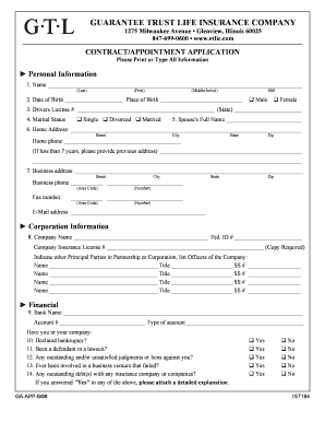 Guarantee Trust Life Insurance Agent Appointment Form