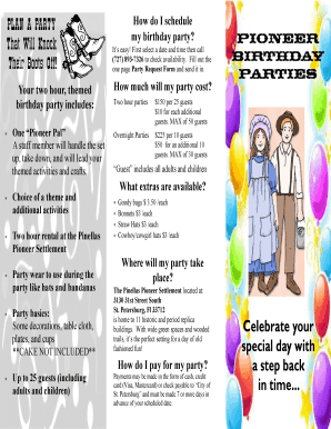 Birthday Party Request Form