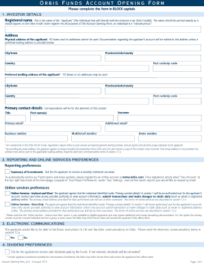 Orbis Funds Account Opening Form