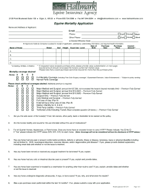 Equine Mortality Insurance Application