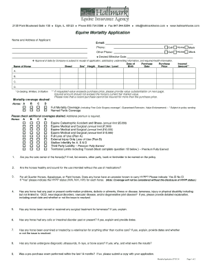 Equine Mortality Insurance Application