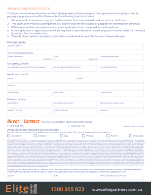 Elite Partners Tenancy Application Form