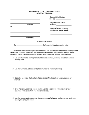 Interrogatories Form - Cobb County Magistrate - magistrate cobbcountyga