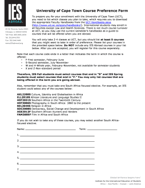 UCT Course Preference Form