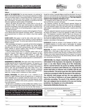 Standard Residential Inspection Agreement