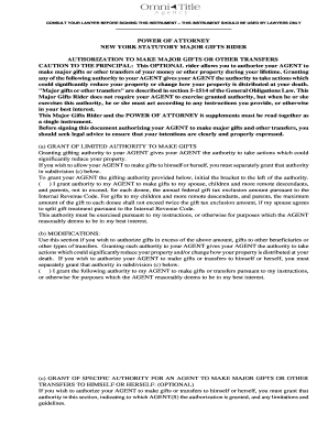 New York Statutory Major Gifts Rider