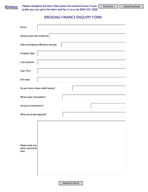 Bridging Finance Enquiry Form