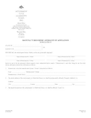 Manufactured Home Affidavit of Affixation