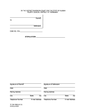 Alaska Stipulation Form