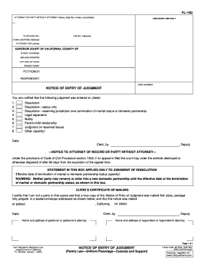 California Notice of Entry of Judgment