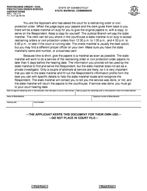 Connecticut Restraining Order Service Instructions