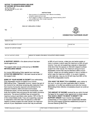 Connecticut Income Withholding Order
