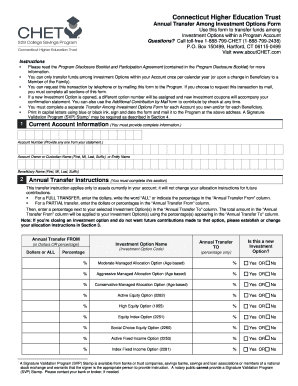 Connecticut Higher Education Trust Annual Transfer Form