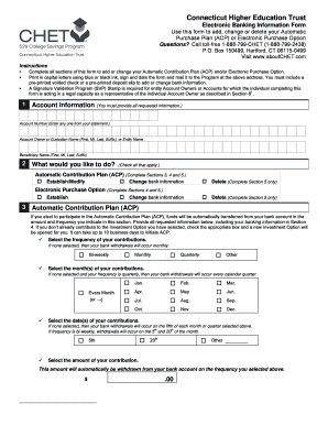 Connecticut Higher Education Trust Electronic Banking Information Form