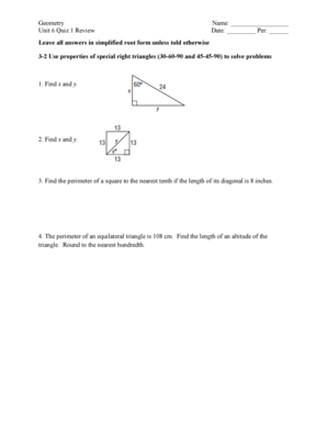 Geometry Unit 6 Quiz 1 Review