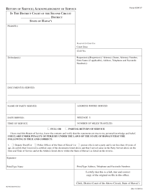 Hawaii Return of Service Form